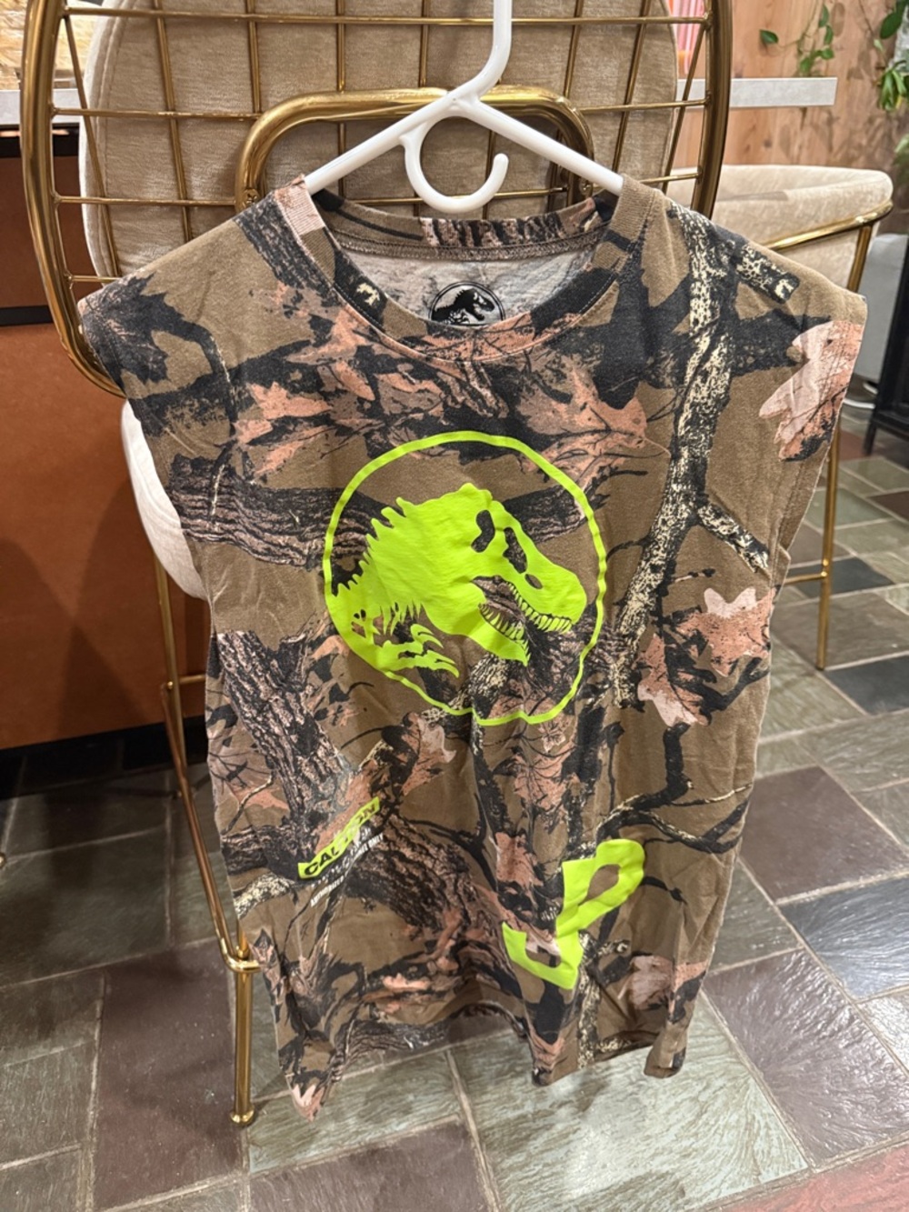 Adult Jurassic park tank with Neon Green Dino Logo